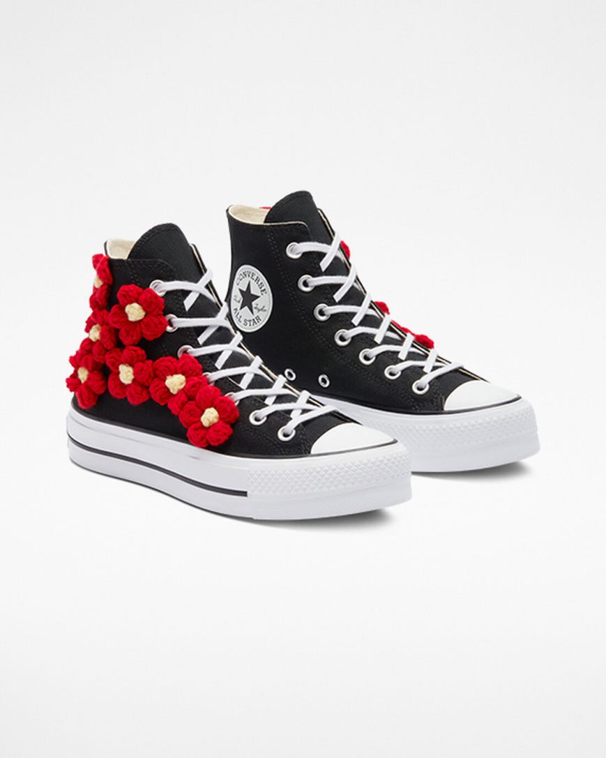 Sapatos Plataforma Converse Chuck Taylor All Star Lift 3D Floral Cano Alto Feminino Vermelhas Floral | PT V0T9174